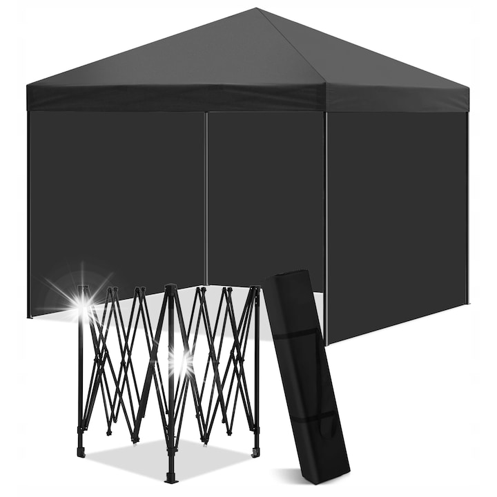 Heckermann 3x3m kerti pavilon, sötétszürke, 3 oldalfal, időjárásálló anyag