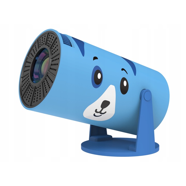Proiector Kiano Kid pentru Copii, Mini Proiector Portabil LED HD 1280x720, design Catelus Albastru, ecran 32-130 inch, ideal Home Cinema, Jocuri, Desene Animate, Cadou Educativ, Portabilitate Maxima pentru Divertisment Acasa
