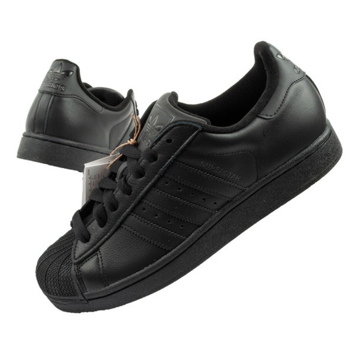 Tenisi Adidas Superstar II pentru barbati, din piele la moda, Negru