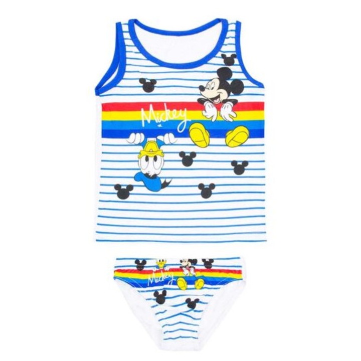 Donald és Mickey fiú atléta és bugyi szett, fehér és kék, 6-8 év