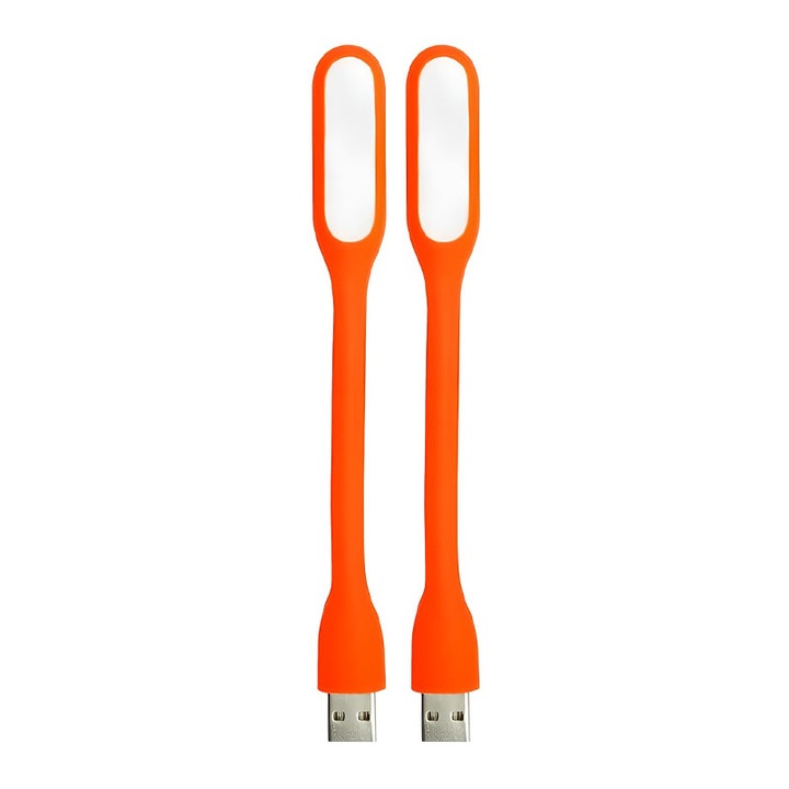 Lampa de veghe LED USB, set 2 piese, roșie, 5cm, design flexibil