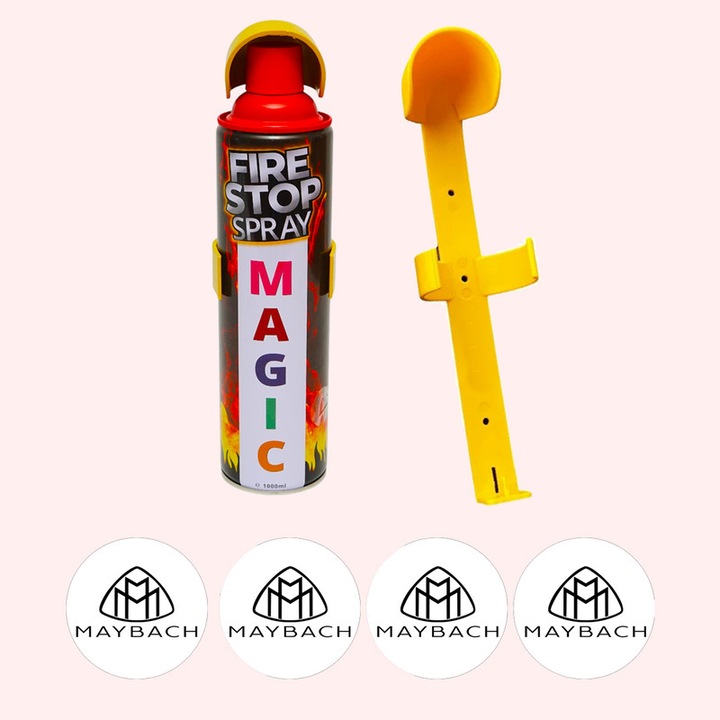 Stingator extinctor spray cu suport de prindere, Auto, Birou, Locuinte, Spatii Comerciale, Magic, capacitate 1000 ml, 4 Stickere auto cu Maybach