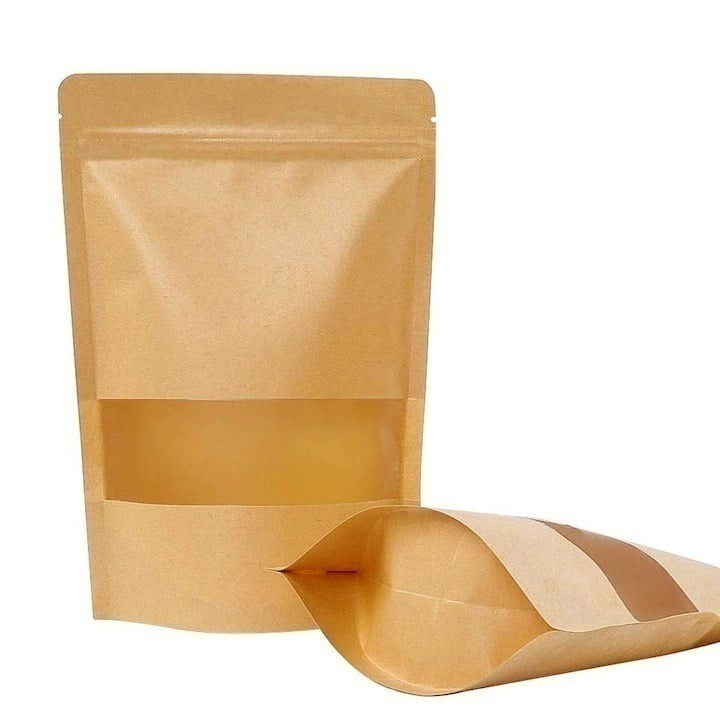 Pungi Stand Up cu Ziplock, 250×340×90 mm, Natur, 50 Buc/Set