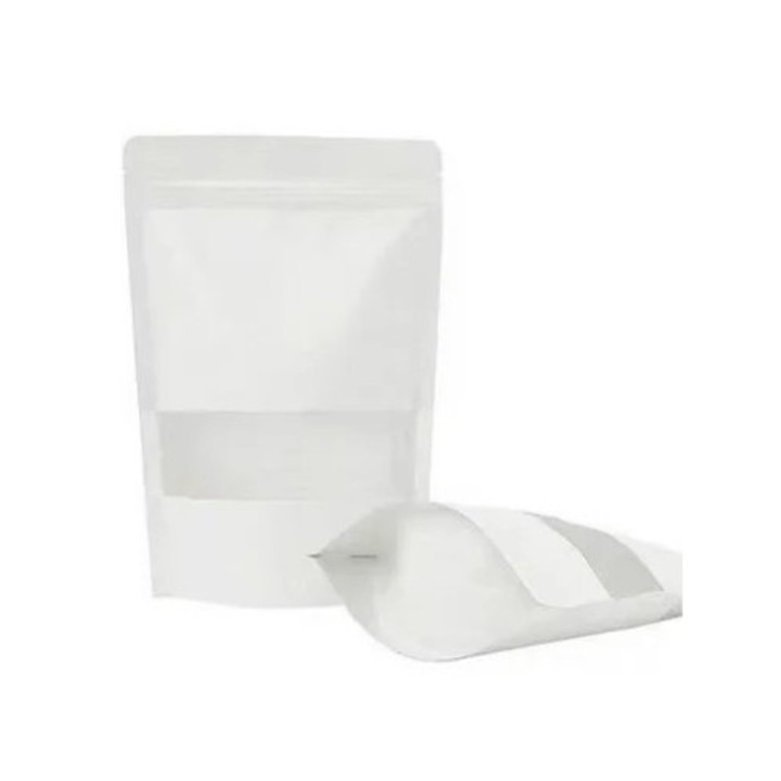 Pungi Stand Up cu Ziplock, 110×185×40 mm, Albe, 50 Buc/Set