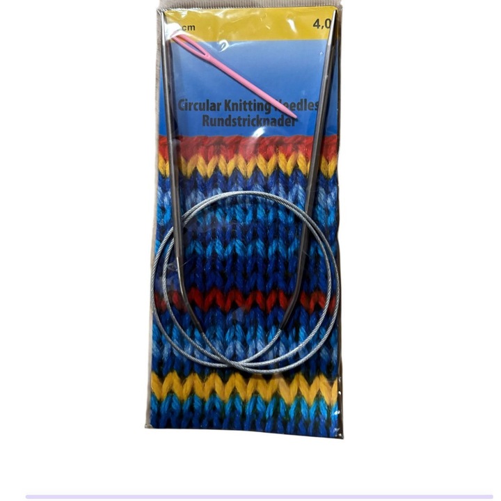 Andrele circulare nr. 4, fir metalic, lungime totala 80 cm, cu ac de lana inclus