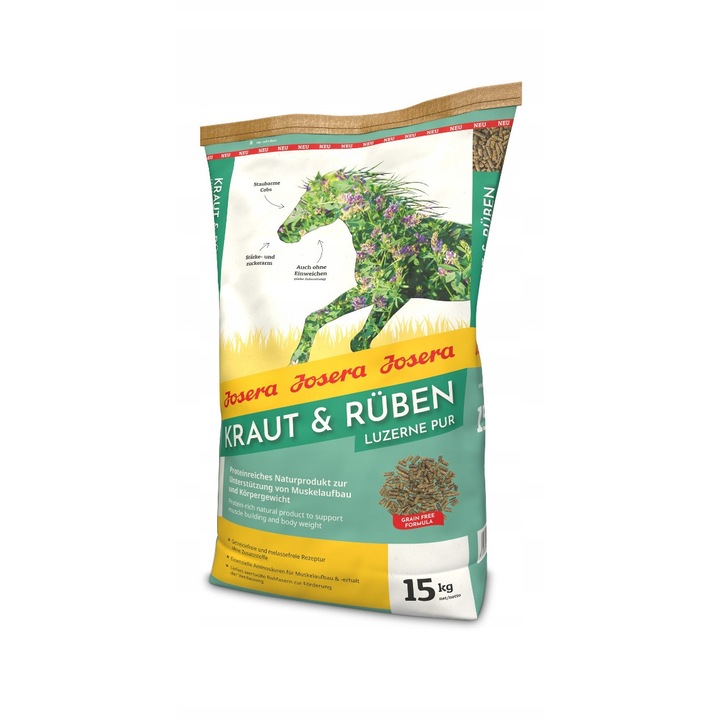 Josera Kraut & Ruben Lucerna Pura 15kg - 100% lucerna peletata, fara cereale