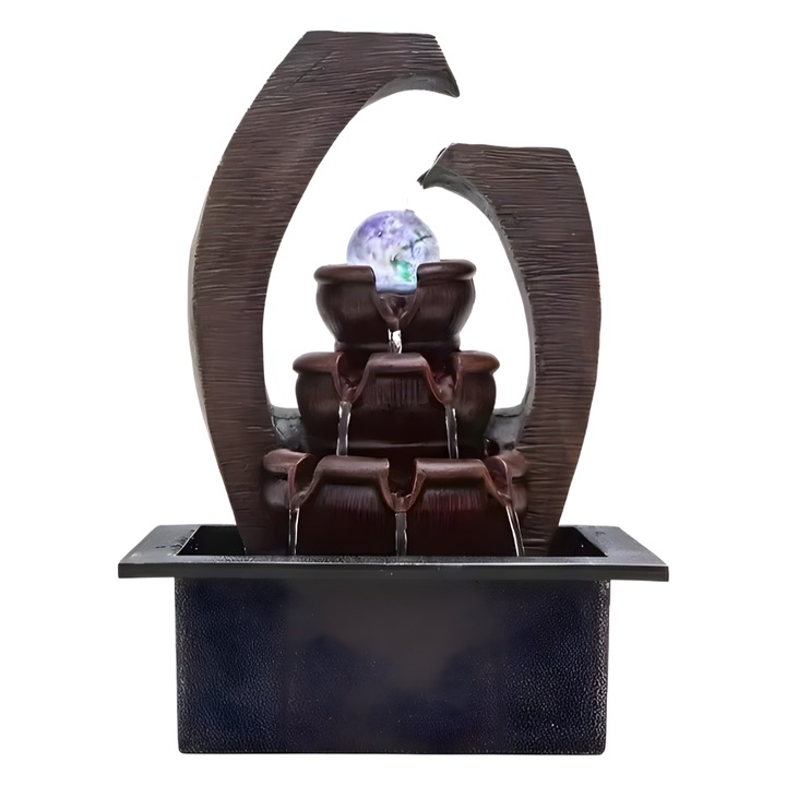 Фонтан Фън Шуй Декоративен Артезиански ZenSphere Harmony - Циркулираща вода, носеща късмет и пари, енергиен активатор, символична декорация, свежест и релакс, вътрешен мир, за дома и офиса, дзен дизайн, пространство за медитация, мед