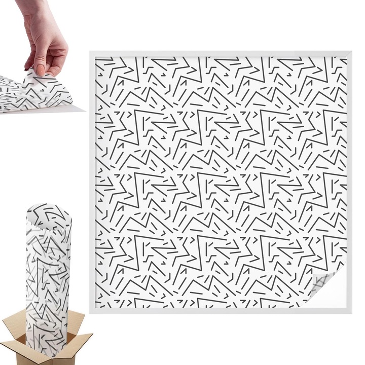 Folie pentru confidentialitate, Wallfluent, Zigzaguri abstracte, Multicolor, 100x100 cm, Pentru Usi de Sticla, Autoadeziva Decorativ, 010450850020000013128