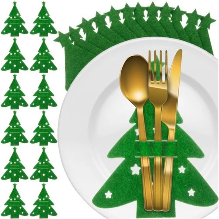 Поставки за прибори от филц, Northio, комплект 12 броя, зелени, 14х18см