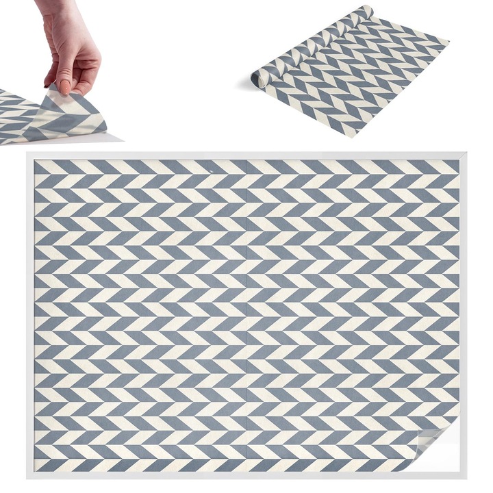 Folie geam intimitate, Wallfluent, Iluzie geometrica, Gri, 200x146 cm, Autoadeziva