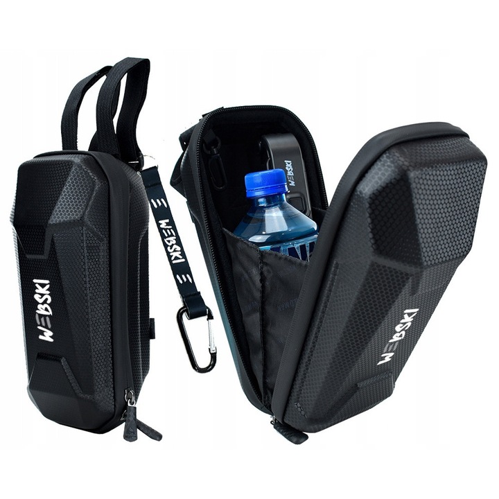 Водоустойчива чанта Webski за тротинетка и велосипед, 2 литра, преден монтаж, черна
