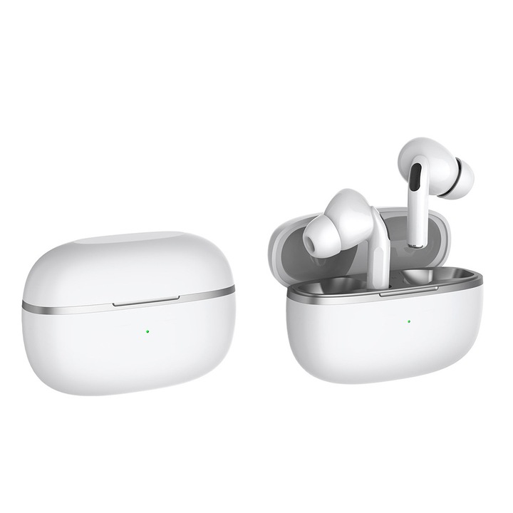 Casti Wireless Bluetooth Model TW01 intra-ureche cu reducere a zgomotului, control inteligent, autonomie extrem de lunga, latenta redusa la nivel gaming, stereo bilateral dual, calitate HD si compatibile cu toate modelele de telefoane, Alb