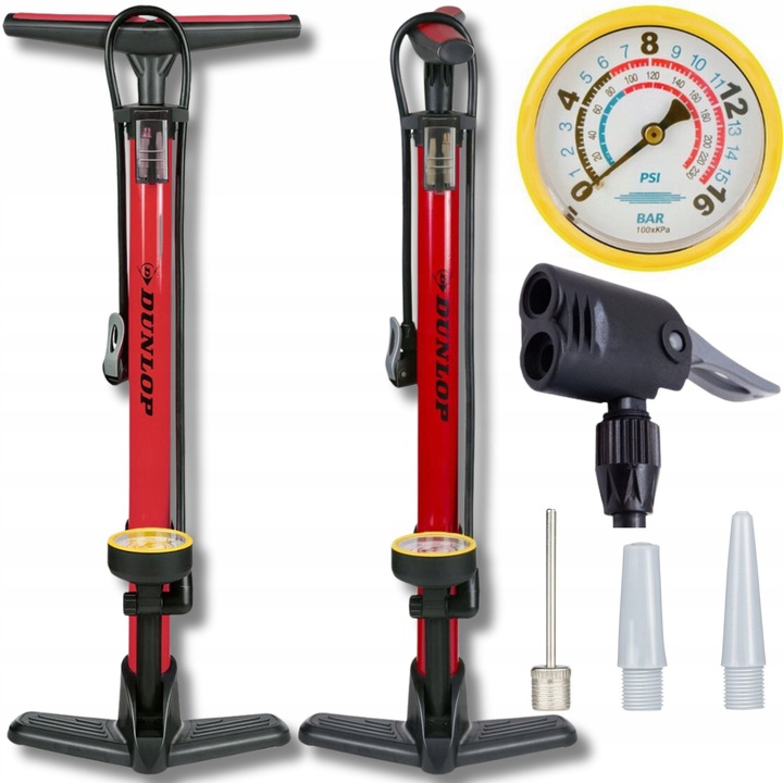 Dunlop kerékpár pumpa, álló, max 16 bar, alumínium, 63,5 cm