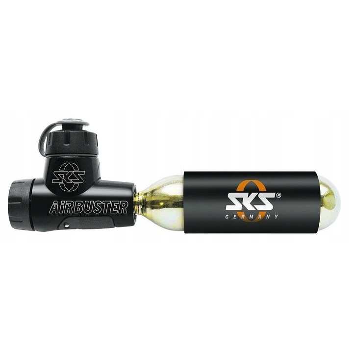 Pompa pentru anvelope SKS Airbuster CO2, aluminiu, compactă, 125mm, universală