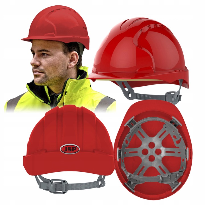 Casca de protectie JSP EVO2 Comfort Plus, ventilata, rosie, 3D ajustare, HDPE