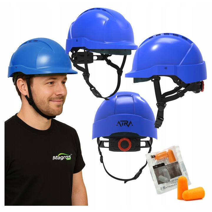 Casca de protecție Protekt ATRA 10V, ventilată, albastră, reglare 51-63cm
