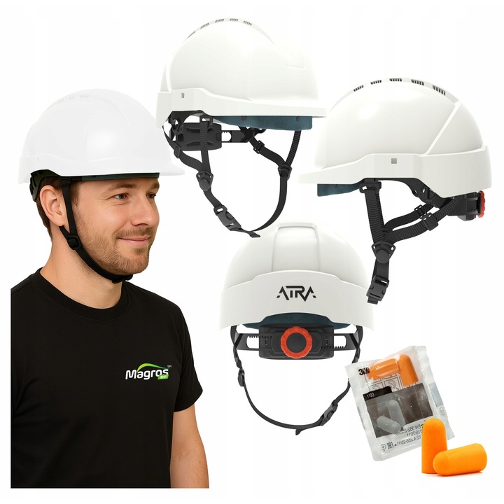 Casca de Protecție Protekt ATRA 10V, Alb, Ventilată, Reglabilă