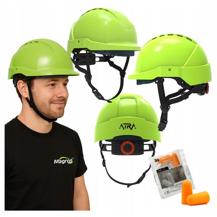 Casca de protecție Protekt ATRA 10V, ventilată, galben, dimensiune ajustabilă 51-63 cm, rezistentă la temperaturi între -30C și +50C