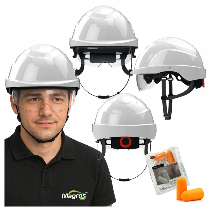 Casca de protecție industrială Protekt ATRA 20, alb, electroizolantă până la 1000V, rezistentă la -30C, reglabilă 51-63cm
