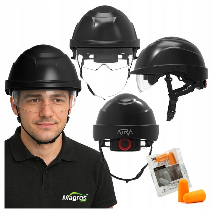 Casca de protecție Protekt ATRA 20, ABS, electroizolantă, negru, reglaj 51-63cm