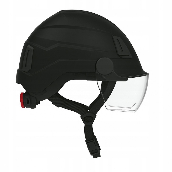 Casca de protecție Protekt ATRA 40 cu vizieră S41, neagră, ajustabilă 51-63 cm, rezistentă la temperaturi extreme