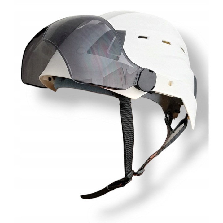 Casca protectie Protekt ATRA 40V, ventilata, viziera fumurie, alba, 51-63cm