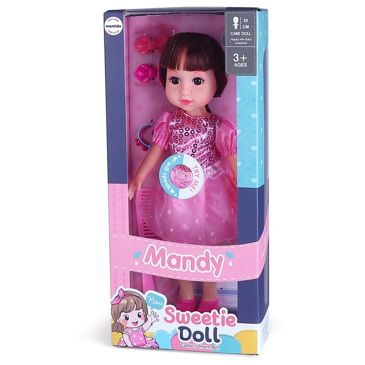 Mamido Beszélő baba Mandy 32 cm kiegészítőkkel