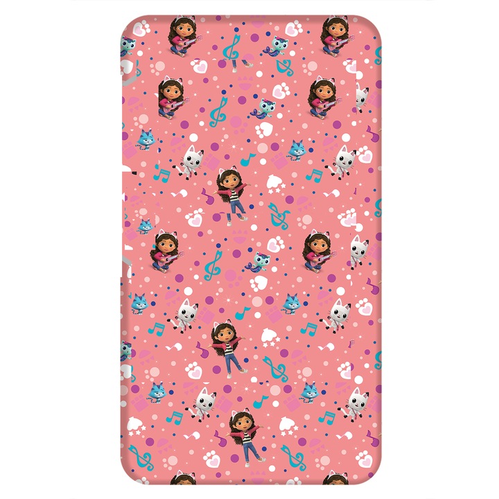 Cearceaf cu margini elastice, multicolor, 100% bumbac, 90x200 cm, Gabby's Dollhouse
