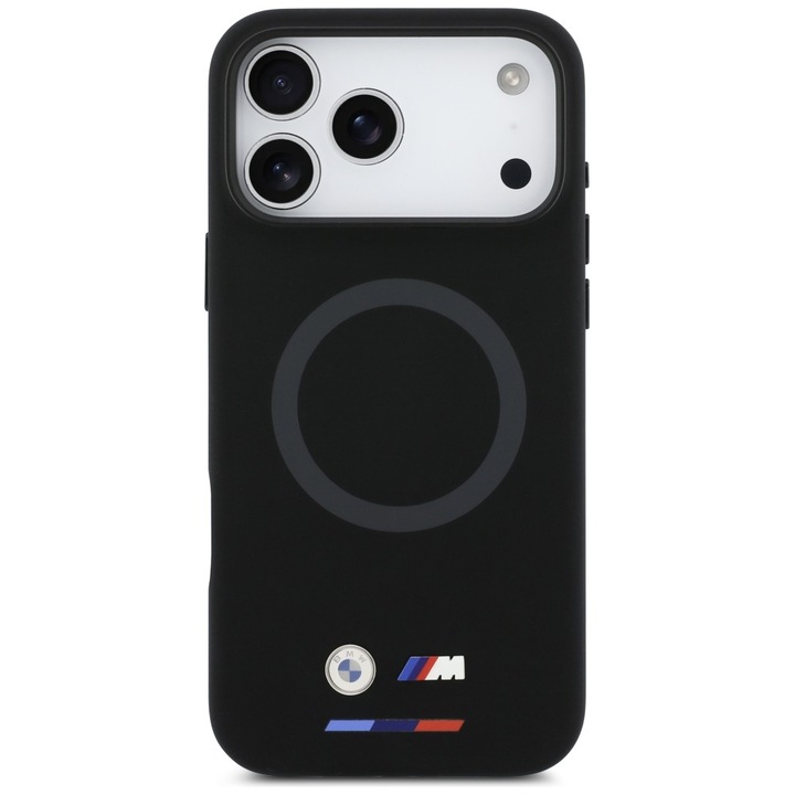 BMW M szilikon logós MagSafe tok iPhone 17 Pro Max-hoz, fekete
