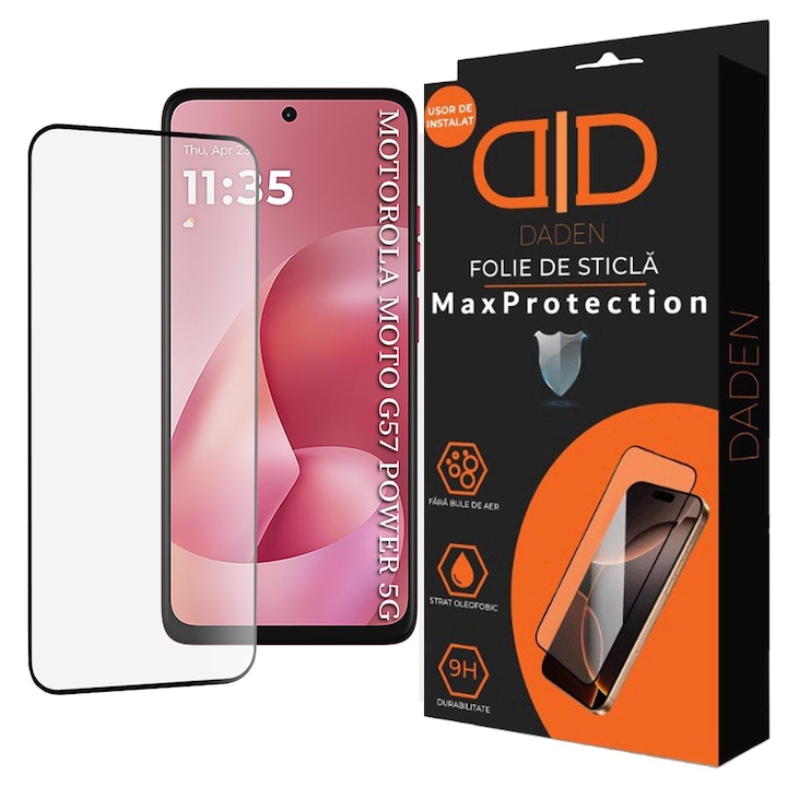 Folie Sticla pentru Motorola Moto G57 Power / G67 Power Daden MaxProtection, Full Cover, Protectie Profesionala, Ultra Rezistenta, Calitate Premium, Transparenta