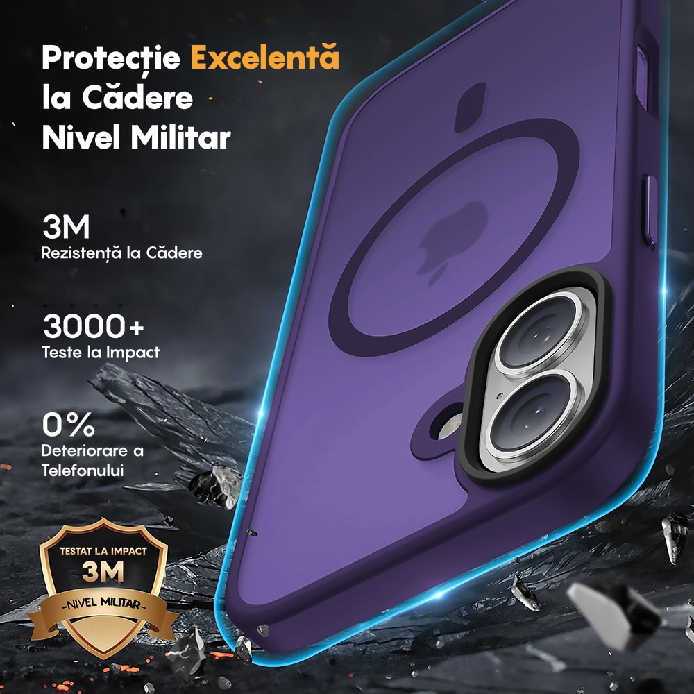 Husa compatibila cu Incarcare Magsafe pentru Apple iPhone 17, CASEY STUDIOS™, de Protectie, Slim, pentru Incarcare Wireless, Margini Ridicate pentru Protectia Ecranului si a Camerelor, Mov Inchis