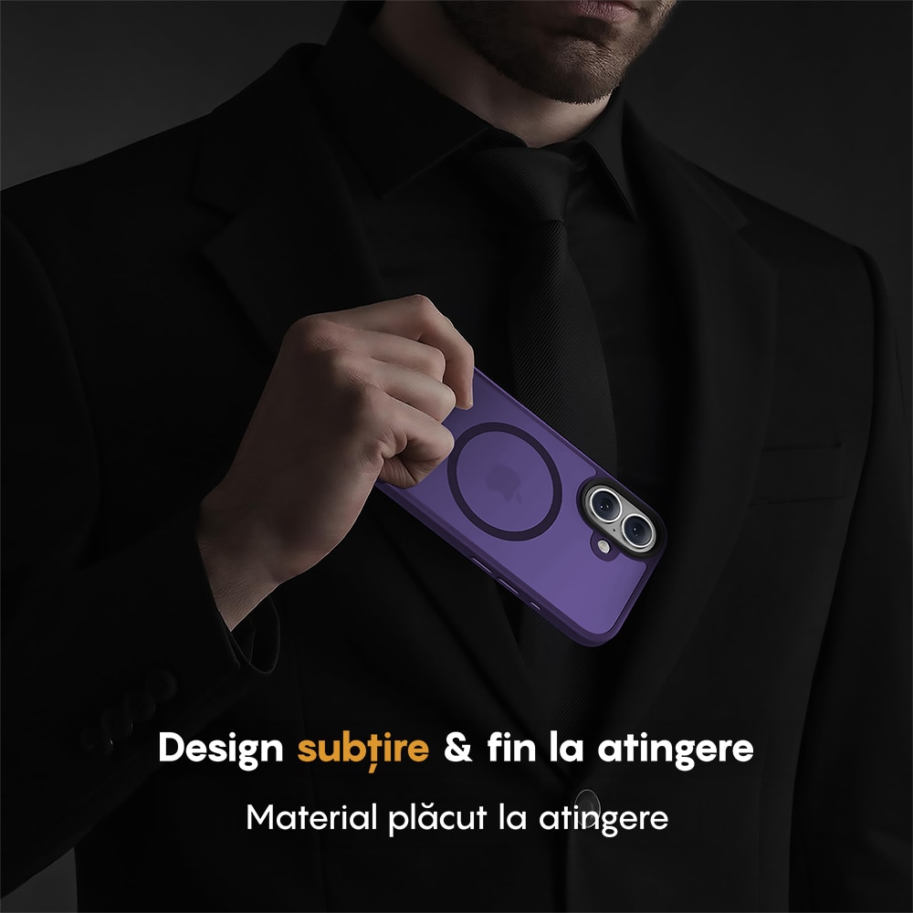Husa compatibila cu Incarcare Magsafe pentru Apple iPhone 17, CASEY STUDIOS™, de Protectie, Slim, pentru Incarcare Wireless, Margini Ridicate pentru Protectia Ecranului si a Camerelor, Mov Inchis