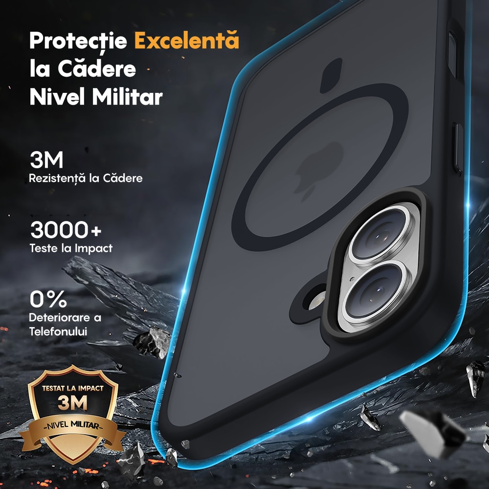 Husa compatibila cu Incarcare Magsafe pentru Apple iPhone 17, CASEY STUDIOS™, de Protectie, Slim, pentru Incarcare Wireless, Margini Ridicate pentru Protectia Ecranului si a Camerelor, Negru
