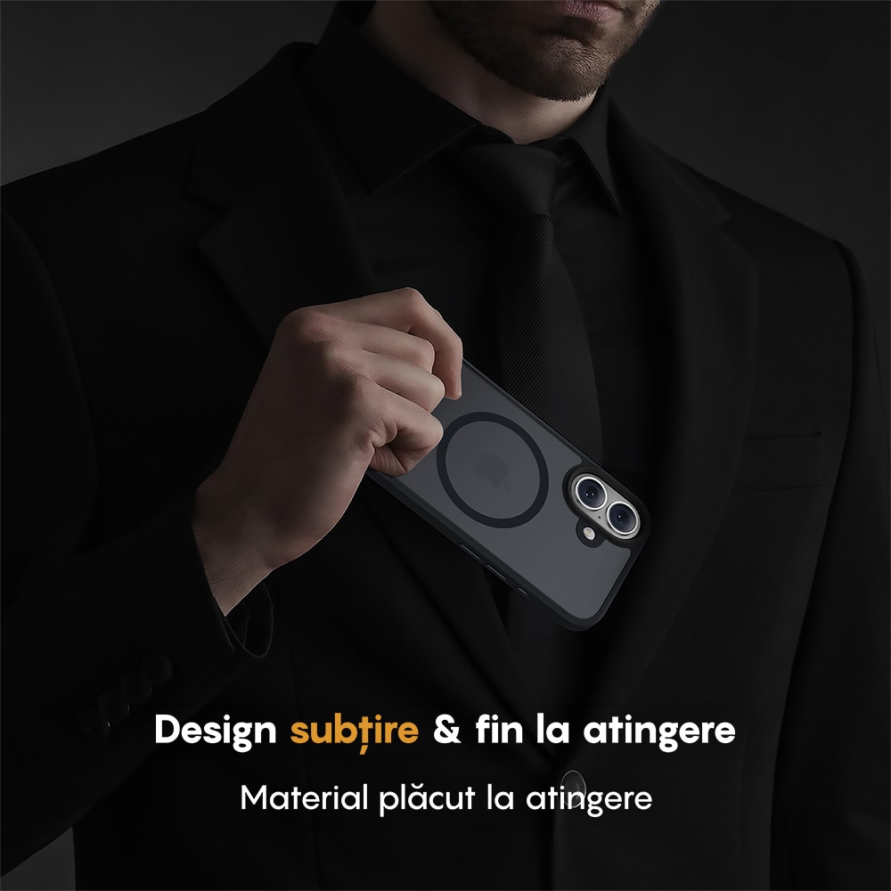 Husa compatibila cu Incarcare Magsafe pentru Apple iPhone 17, CASEY STUDIOS™, de Protectie, Slim, pentru Incarcare Wireless, Margini Ridicate pentru Protectia Ecranului si a Camerelor, Negru