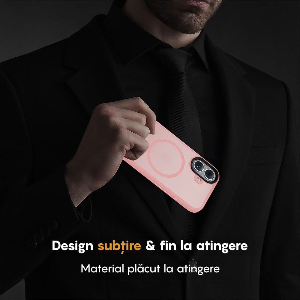 Husa compatibila cu Incarcare Magsafe pentru Apple iPhone 17, CASEY STUDIOS™, de Protectie, Slim, pentru Incarcare Wireless, Margini Ridicate pentru Protectia Ecranului si a Camerelor, Roz