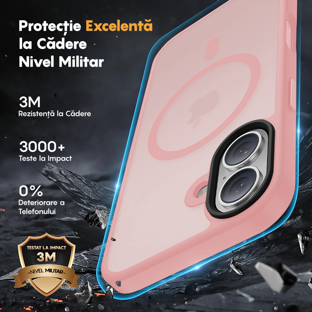 Husa compatibila cu Incarcare Magsafe pentru Apple iPhone 17, CASEY STUDIOS™, de Protectie, Slim, pentru Incarcare Wireless, Margini Ridicate pentru Protectia Ecranului si a Camerelor, Roz