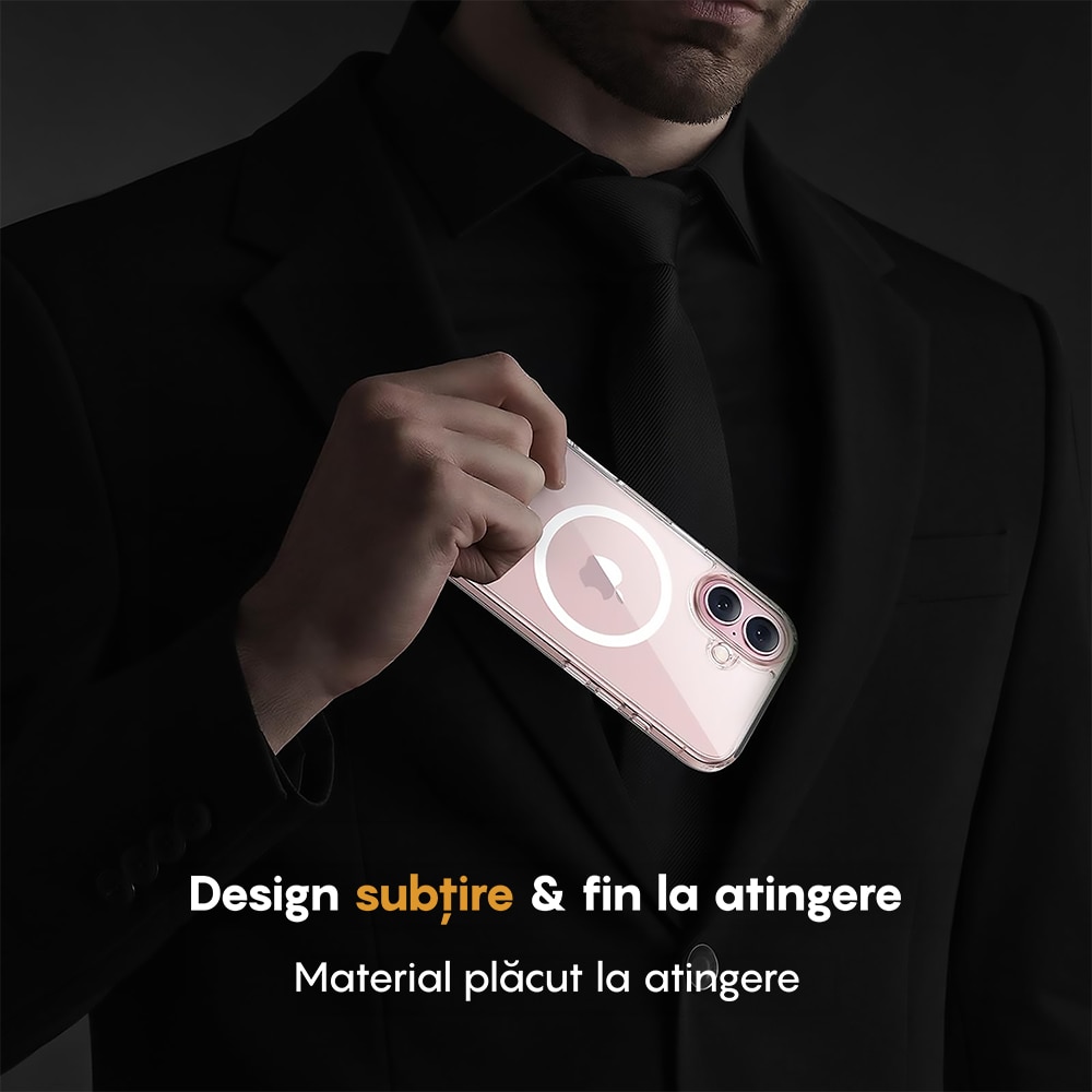 Husa compatibila cu Incarcare Magsafe pentru Apple iPhone 17, CASEY STUDIOS™, de Protectie, Slim, pentru Incarcare Wireless, Margini Ridicate pentru Protectia Ecranului si a Camerelor, Transparent