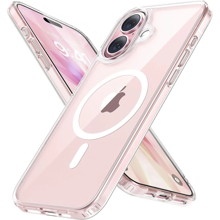 Husa compatibila cu Incarcare Magsafe pentru Apple iPhone 17, CASEY STUDIOS™, de Protectie, Slim, pentru Incarcare Wireless, Margini Ridicate pentru Protectia Ecranului si a Camerelor, Transparent