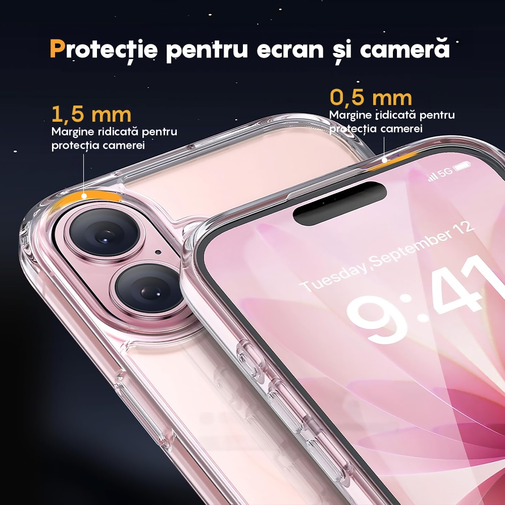 Husa compatibila cu Incarcare Magsafe pentru Apple iPhone 17, CASEY STUDIOS™, de Protectie, Slim, pentru Incarcare Wireless, Margini Ridicate pentru Protectia Ecranului si a Camerelor, Transparent