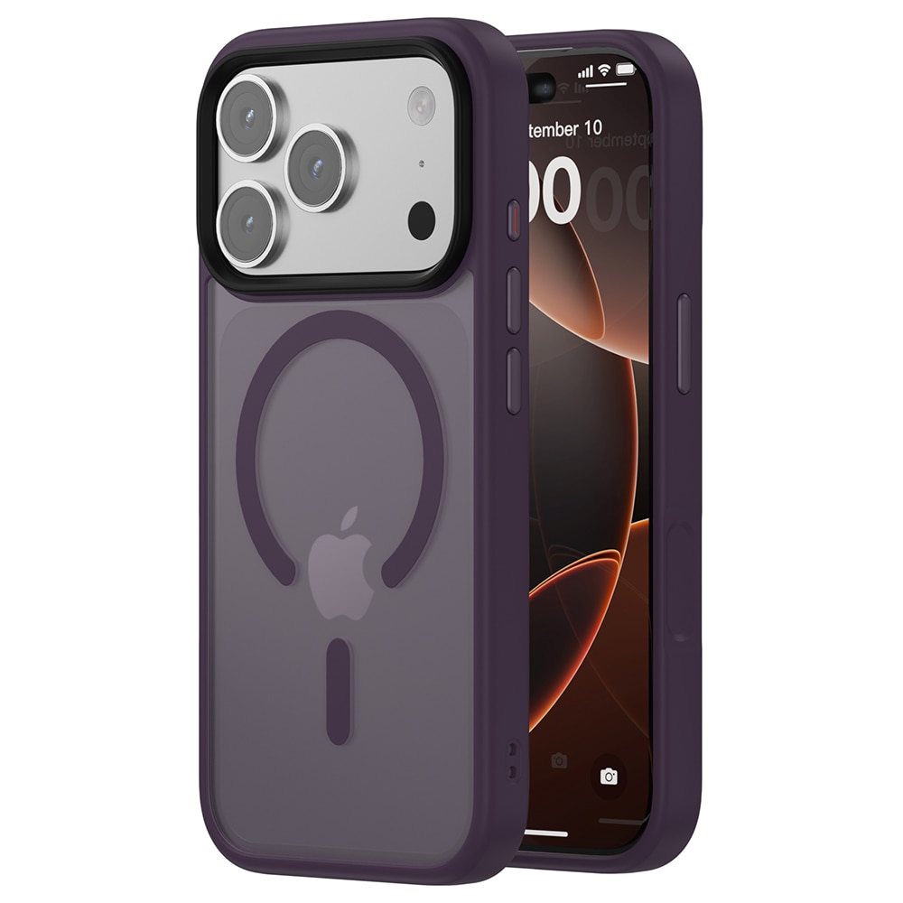 Husa compatibila cu Incarcare Magsafe pentru Apple iPhone 17 Pro, CASEY STUDIOS™, de Protectie, Slim, pentru Incarcare Wireless, Margini Ridicate pentru Protectia Ecranului si a Camerelor, Mov Inchis
