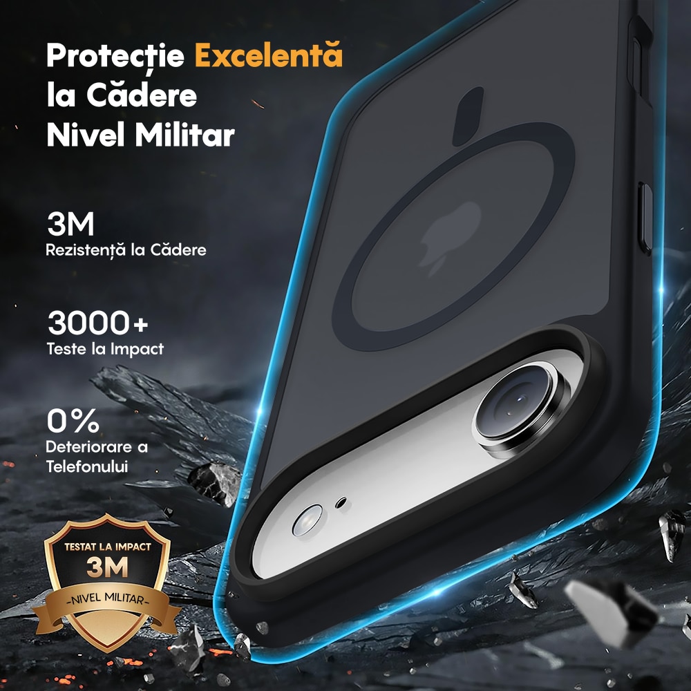 Husa compatibila cu Incarcare Magsafe pentru Apple iPhone 17 Air, CASEY STUDIOS™, de Protectie, Slim, pentru Incarcare Wireless, Margini Ridicate pentru Protectia Ecranului si a Camerelor, Negru