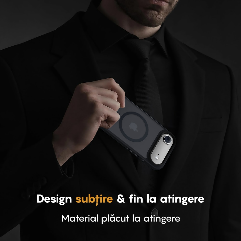 Husa compatibila cu Incarcare Magsafe pentru Apple iPhone 17 Air, CASEY STUDIOS™, de Protectie, Slim, pentru Incarcare Wireless, Margini Ridicate pentru Protectia Ecranului si a Camerelor, Negru