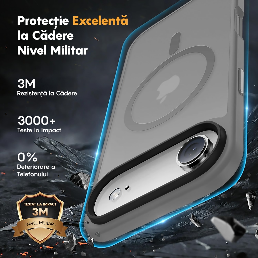 Husa compatibila cu Incarcare Magsafe pentru Apple iPhone 17 Air, CASEY STUDIOS™, de Protectie, Slim, pentru Incarcare Wireless, Margini Ridicate pentru Protectia Ecranului si a Camerelor, Gri Deschis