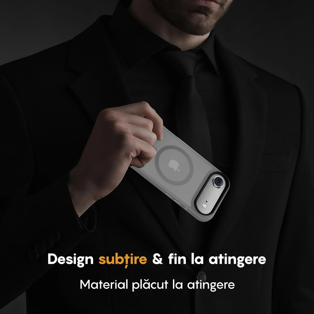 Husa compatibila cu Incarcare Magsafe pentru Apple iPhone 17 Air, CASEY STUDIOS™, de Protectie, Slim, pentru Incarcare Wireless, Margini Ridicate pentru Protectia Ecranului si a Camerelor, Gri Deschis