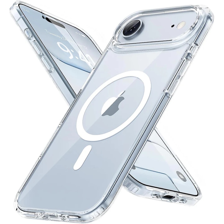 Magsafe töltéssel kompatibilis tok Apple iPhone 17 Air-hez, CASEY STUDIOS™, védő, vékony, vezeték nélküli töltéshez, megemelt élek a képernyő és a kamerák védelméért, átlátszó