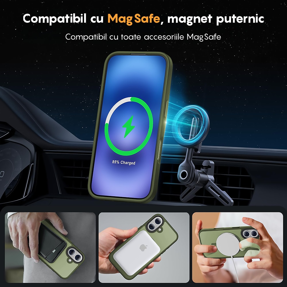 Husa compatibila cu Incarcare Magsafe pentru Apple iPhone 17, CASEY STUDIOS™, de Protectie, Slim, pentru Incarcare Wireless, Margini Ridicate pentru Protectia Ecranului si a Camerelor, Verde Deschis