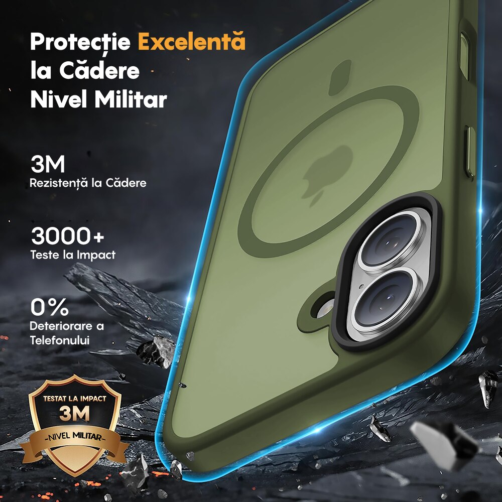 Husa compatibila cu Incarcare Magsafe pentru Apple iPhone 17, CASEY STUDIOS™, de Protectie, Slim, pentru Incarcare Wireless, Margini Ridicate pentru Protectia Ecranului si a Camerelor, Verde Deschis