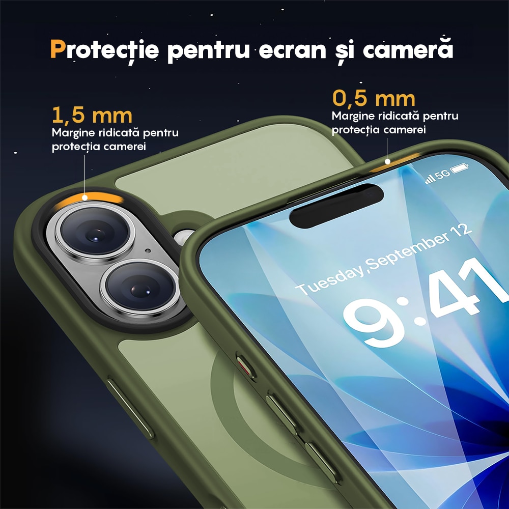 Husa compatibila cu Incarcare Magsafe pentru Apple iPhone 17, CASEY STUDIOS™, de Protectie, Slim, pentru Incarcare Wireless, Margini Ridicate pentru Protectia Ecranului si a Camerelor, Verde Deschis