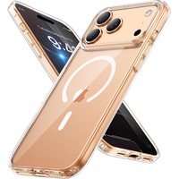 Husa compatibila cu Incarcare Magsafe pentru Apple iPhone 18 Pro Max / iPhone 17 Pro Max, CASEY STUDIOS™, de Protectie, Slim, pentru Incarcare Wireless, Margini Ridicate pentru Protectia Ecranului si a Camerelor, cu Inel Magnetic, Transparent