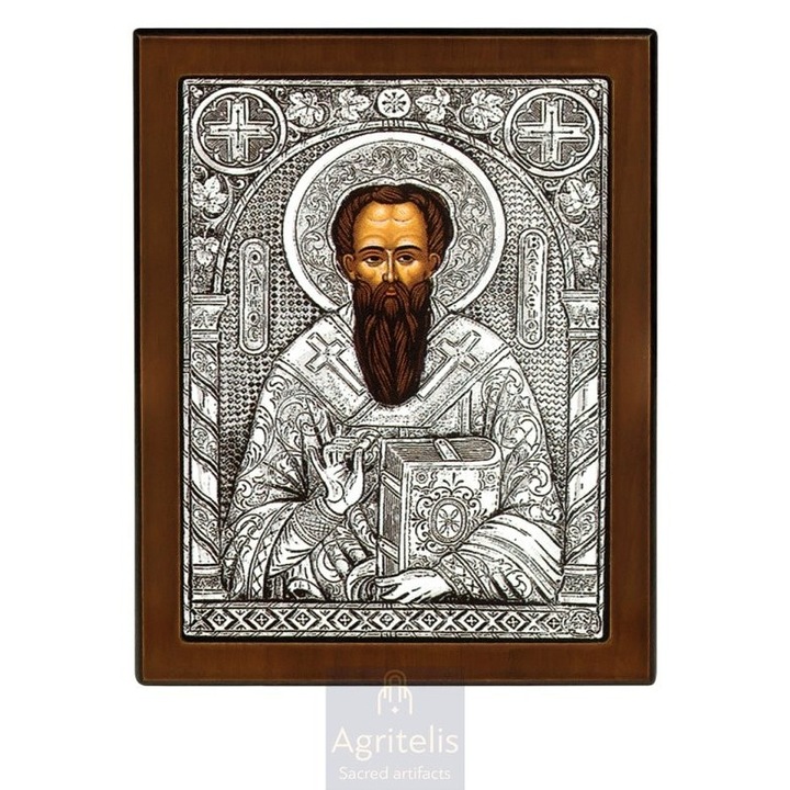 Icoana, Agritelis Sacred Artifacts, Sf. Vasile, argint 925, 23x17cm